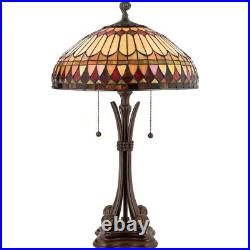 Tiffany Geometric 2 Light Table Lamp with Dome Shade Tiffany Table Light