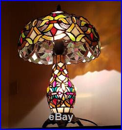 Tiffany Glass 2 Way Table Lamp Bulb in Shade and Base Art Deco style (Anita)