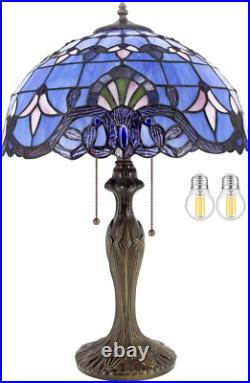Tiffany Lamp Blue Purple Stained Glass Baroque Table Lamp Lavender Style Bedside