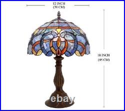Tiffany Lamp Blue Purple Stained Glass Style Table Lamp Reading Desk Light, NEW