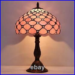 Tiffany Lamp Pink Stained Glass Bead Table Lamp Desk Bedside Reading Light 12X12