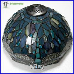 Tiffany Lamp Sea Blue Stained Glass and Crystal Bead Dragonfly S147 Series