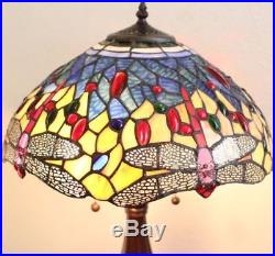 Tiffany Lamp Stained Glass Red Dragonfly 25 Victorian Bronze Table Light Shade
