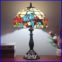 Tiffany Lamp Stained Glass Table Lamp 3-Color Light Birds-Flowers Style Desk