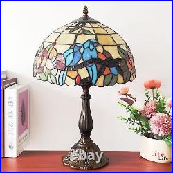 Tiffany Lamp Stained Glass Table Lamp 3-Color Light Birds-Flowers Style Desk