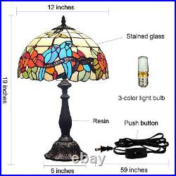 Tiffany Lamp Stained Glass Table Lamp 3-Color Light Birds-Flowers Style Desk