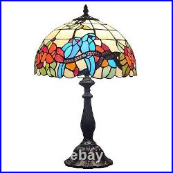 Tiffany Lamp Stained Glass Table Lamp 3-Color Light Birds-Flowers Style Desk