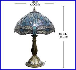 Tiffany Lamp Table Lamp Sea Blue Stained Glass Dragonfly Style Luxurious Boho