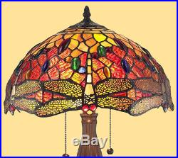 Tiffany Lamp Tiffany Style Dragonfly Table / Reading Lamp Stained Glass Red
