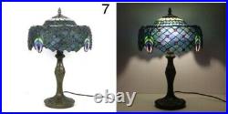 Tiffany Lamp W12 H18 Inch Blue Red Berry Baroque Style Stained Glass Shade