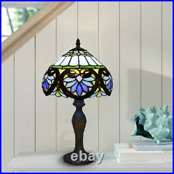Tiffany Leaf Style 10 inch Table Lamp Stained Glass Handcrafted Multicolor