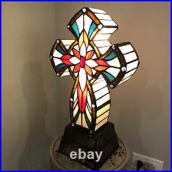Tiffany Lighted Cross Tabletop Cross Stainless Glass Desktop Christian 7x14x5