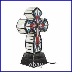Tiffany Lighted Cross Tabletop Cross Stainless Glass Desktop Christian 7x14x5