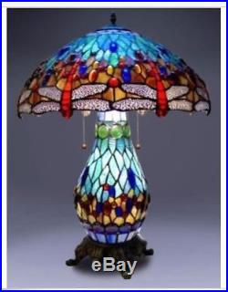 Tiffany Look Lamp Stained Glass Table Desk Office Den Library Home Multi-Colored