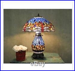 Tiffany Look Lamp Stained Glass Table Desk Office Den Library Home Multi-Colored