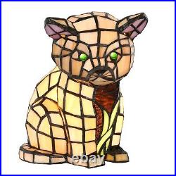 Tiffany Lovely Cat Table Lamp Handmade Stained Glass Animal Night Light, Accen