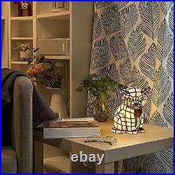 Tiffany Lovely Cat Table Lamp Handmade Stained Glass Animal Night Light, Accen