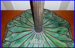 Tiffany Reproduction Bronze Mosaic Lotus Lily Lamp with Blown Glass Shades 34 H