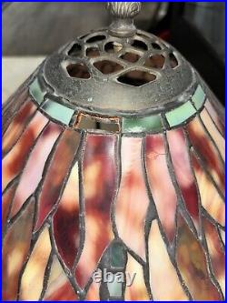 Tiffany STYLE Dragonfly Stained Glass Table Lamp No Bar 15 Arm To Arm Tips Flaw