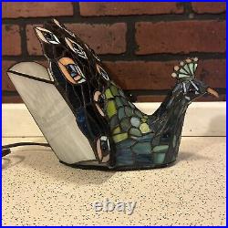 Tiffany Stained Glass Peacock Lamp Light Table Lamp Beautiful Stained Glass