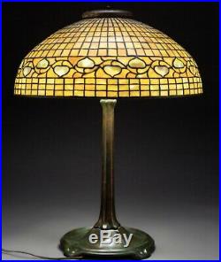 Tiffany Studios 20 Inch Acorn Stained Glass Shade And Bronze Table Lamp