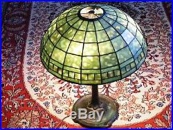 Tiffany Studios Authentic Stained Glass & Matching Base TABLE LAMP New York 20