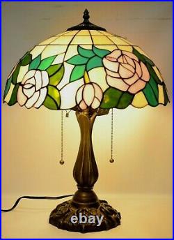 Tiffany Style 16 Rose Stained Glass Shade Table Lamp Bedroom, living room