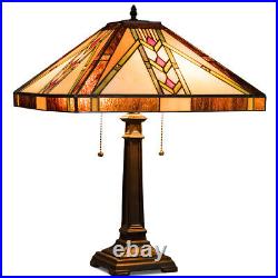 Tiffany-Style 16 Stained Glass Lampshade Desk Lamp Mission 2-Light Table Lamp