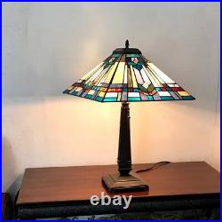 Tiffany Style 24 Tall Mission Design Stained Glass Table Lamp 16 Shade 2 Bulb