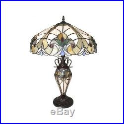 Tiffany Style 3 Light Victorian Lighted Base Night Light Table Lamp 18 Shade