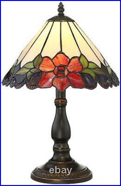 Tiffany Style Accent Table Lamp 17 1/2 Traditional Bronze Floral Glass Bedroom