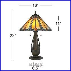 Tiffany Style Accent Table Lamp Art Deco Deep Metallic for Living Room Bedroom