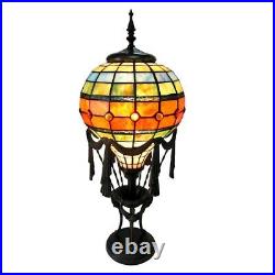 Tiffany Style Antique Bronze Hot Air Balloon Stained Glass Table Lamp