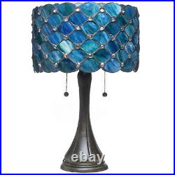 Tiffany Style Blue Jeweled Table Lamp 14 Shade
