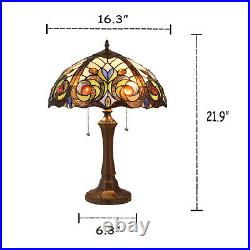 Tiffany Style Dark Bronze Finish Table Lamp with Stained Glass Dome Shade