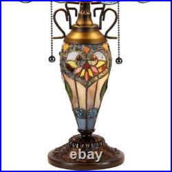Tiffany Style Dark Bronze Finish Victorian Design Stained Glass Table Lamp