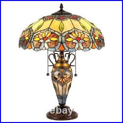 Tiffany Style Dark Bronze Finish Victorian Design Stained Glass Table Lamp