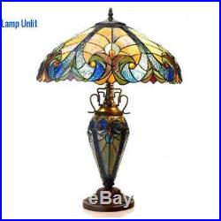 Tiffany Style Double Lit 26 H Blue Table Lamp Stained Glass Light Lamps NEW