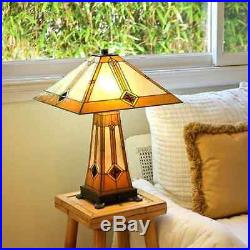 Tiffany Style Golden Mission Table Lamp WithIlluminated Base 17 Shade