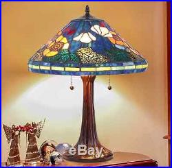 Tiffany Style Golden Poppy Table Lamps (Set Of 2) 16in Handcrafted Stained Glass