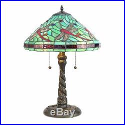 Tiffany Style Handcrafted Stained Glass Turquoise Dragonfly Table Lamp 14 Shade