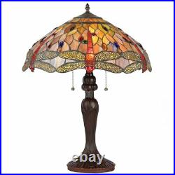 Tiffany Style Lamp Dragonfly Design 3-light Stained Glass Table Accent Reading