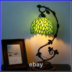 Tiffany Style Lamp Green Wisteria Stained Glass Table Desk Reading Light, Leaf