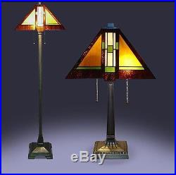 Tiffany Style Lamp Set Living Room Floor Table Mission Craftsman Stained Glass