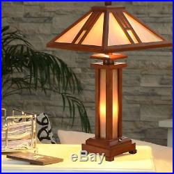 Tiffany Style Lamp Table Lamp Mission Double Lit Design Lighting Wood Home Decor