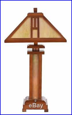 Tiffany Style Lamp Table Lamp Mission Double Lit Design Lighting Wood Home Decor