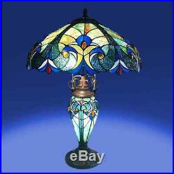 Tiffany Style Lamp Vintage Classic Look Base Lamp Handcrafted Stained Cut Glass