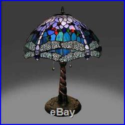 Tiffany Style Lamp with Blue Dragonfly Metal Base Table Lamp Reading Desk Lamp