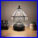 Tiffany Style Mini Table Lamp White Hexagon Stained Glass LED Bulb Included 12H