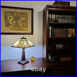 Tiffany Style Mission Table Lamp Handcrafted Stained Glass Accent Lamp